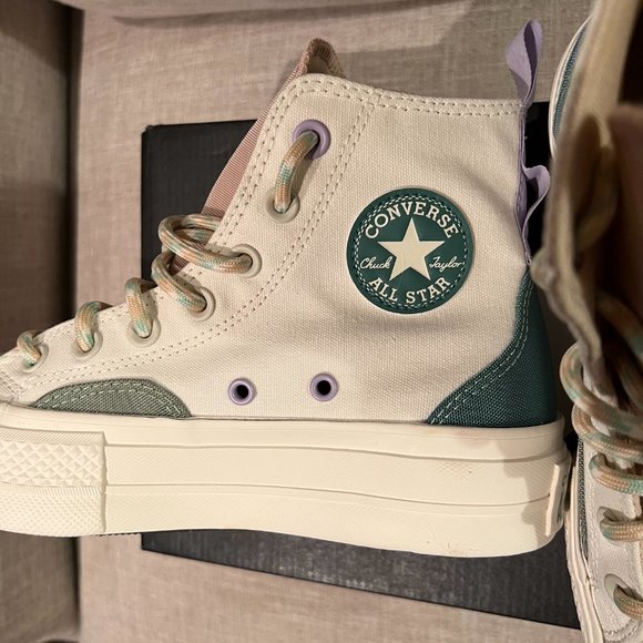 Converse Chuck Taylor All Star Lift Platform Colorblock Overlay Sneakers Size 6 - Picture 4 of 5